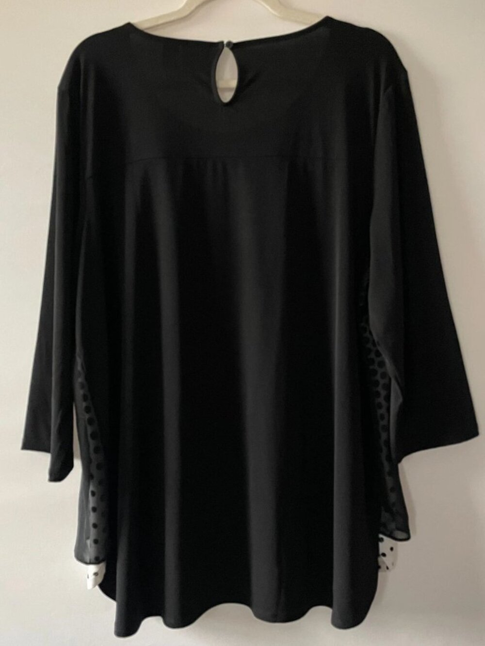 Chico's Womens Black & White Sheer Polka Dot Layered Blouse Top Size 3 US XL - Picture 2 of 9